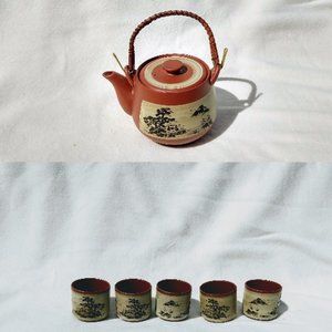 Yixing Clay Teapot & 5 Matching Yixing Clay teacup